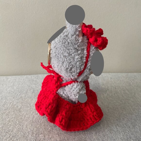 Handmade Crochet Red Floral Outfit for 17cm Plush Doll 2-Piece Set - Picture 2 of 7